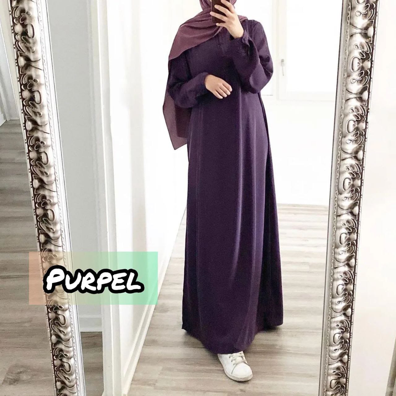 Purpel Lastic Sleeve Abaya ( New - Edition )