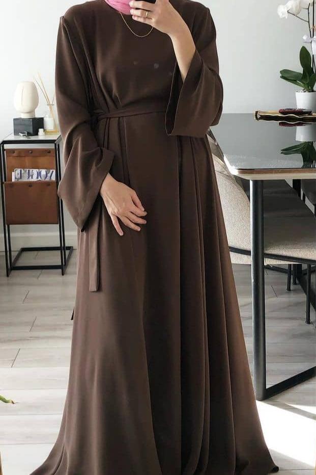 10IN  Daily Wear Basic Abaya - ( BROWN )