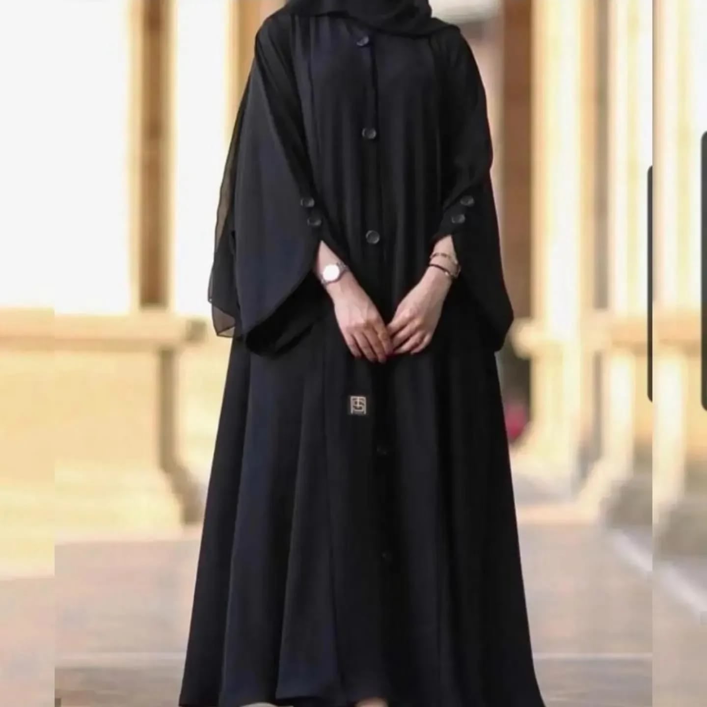 Sleeve Piping Front Open Abaya ( New - Edition )