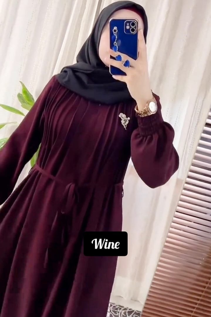 Zoya Pintex Lastic Sleeve Abaya ( WINE )