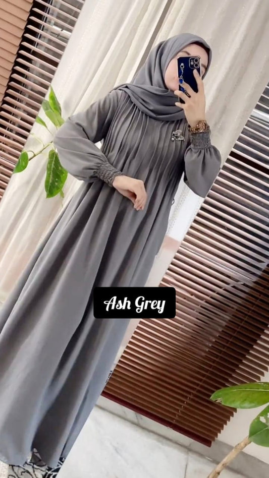 Zoya Pintex Lastic Sleeve Abaya ( ASH GREY )