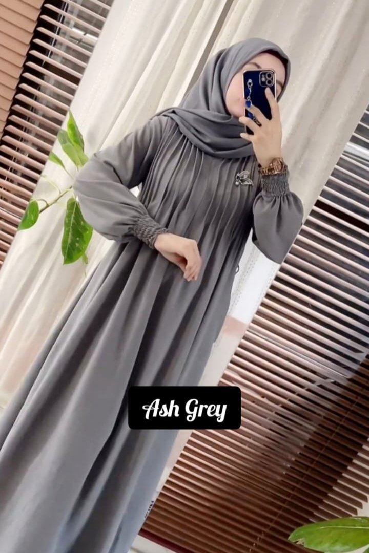 Zoya Pintex Lastic Sleeve Abaya ( ASH GREY )