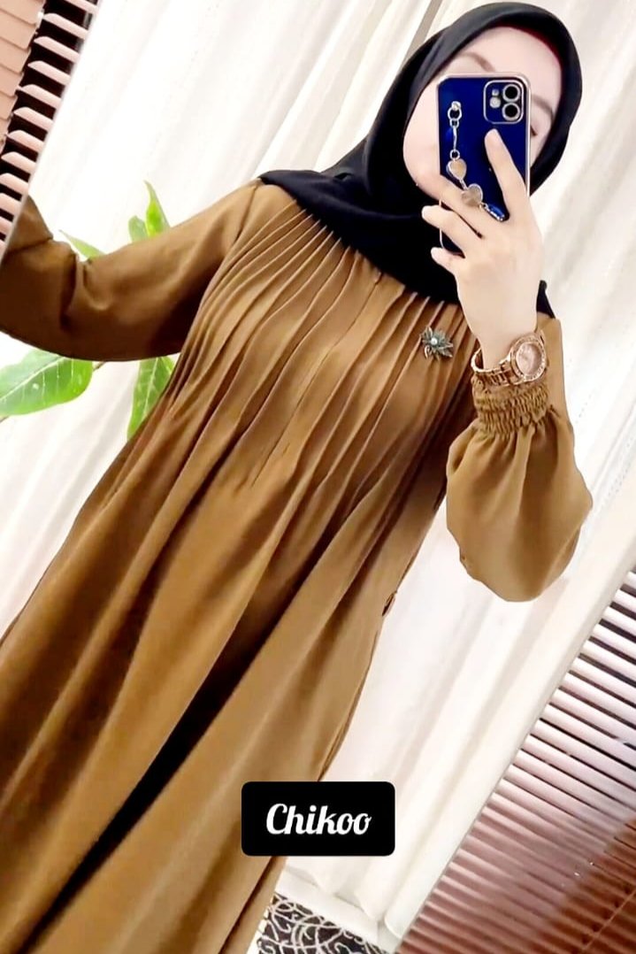 Zoya Pintex Lastic Sleeve Abaya ( CHIKOO )