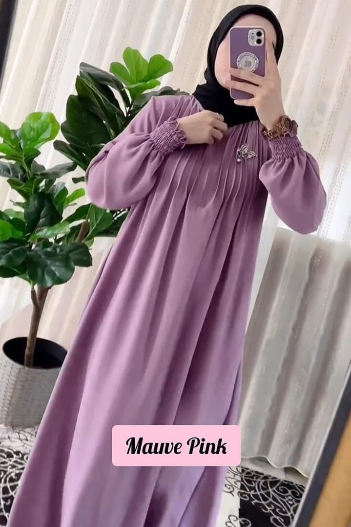 Zoya Pintex Lastic Sleeve Abaya ( MAUVE PINK )