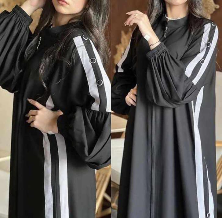 Ramazan (  newly launch ) Urooj White Strips Zipper Abaya