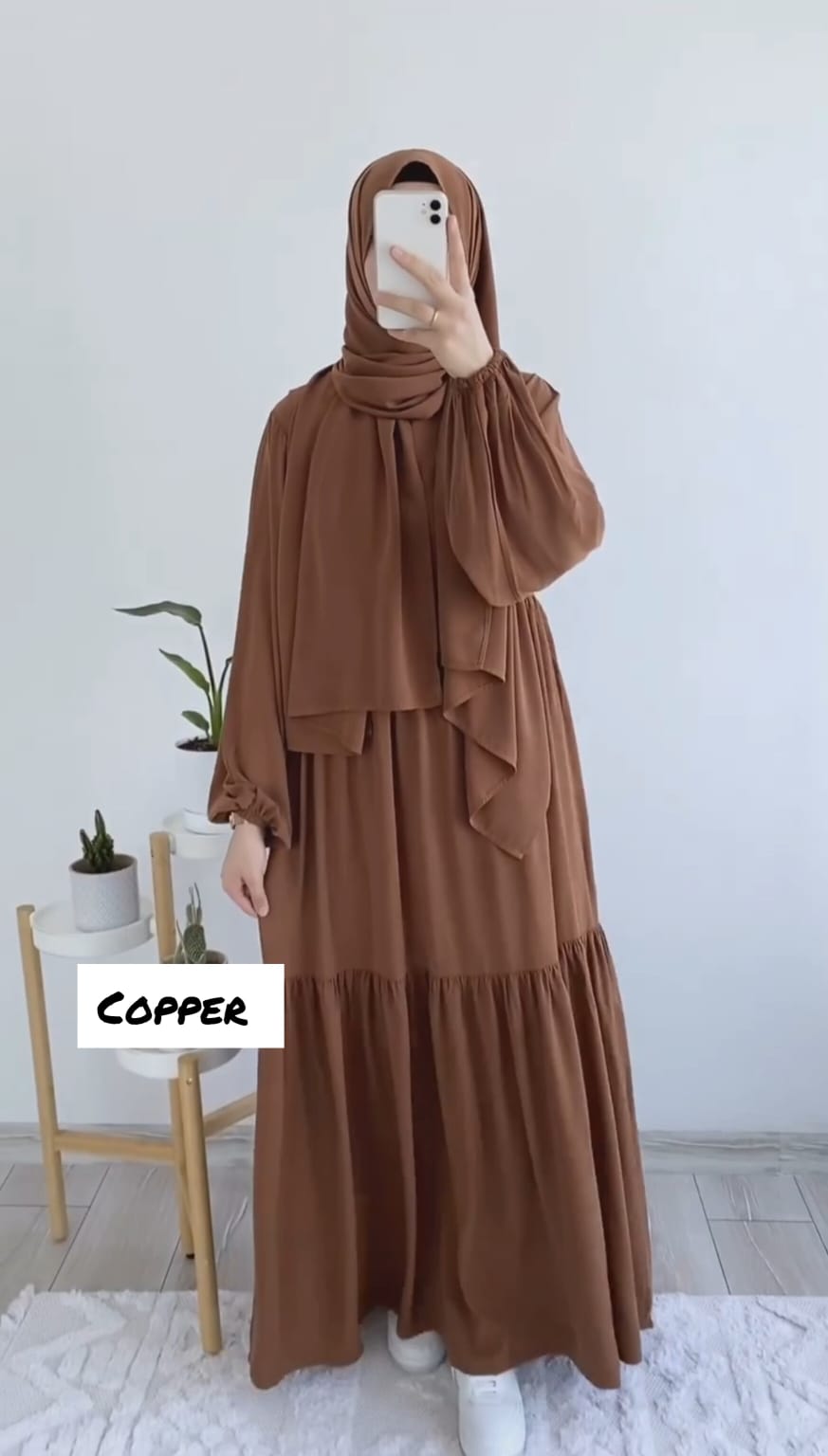 Tuba Frill Abaya COPPER ( Limited Stock )