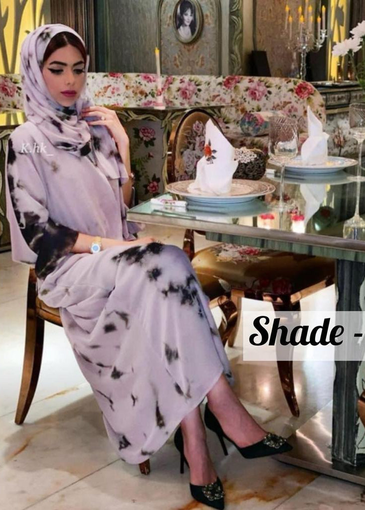 Imported Tie-Dye Double Layered Abaya - ( PEACH )