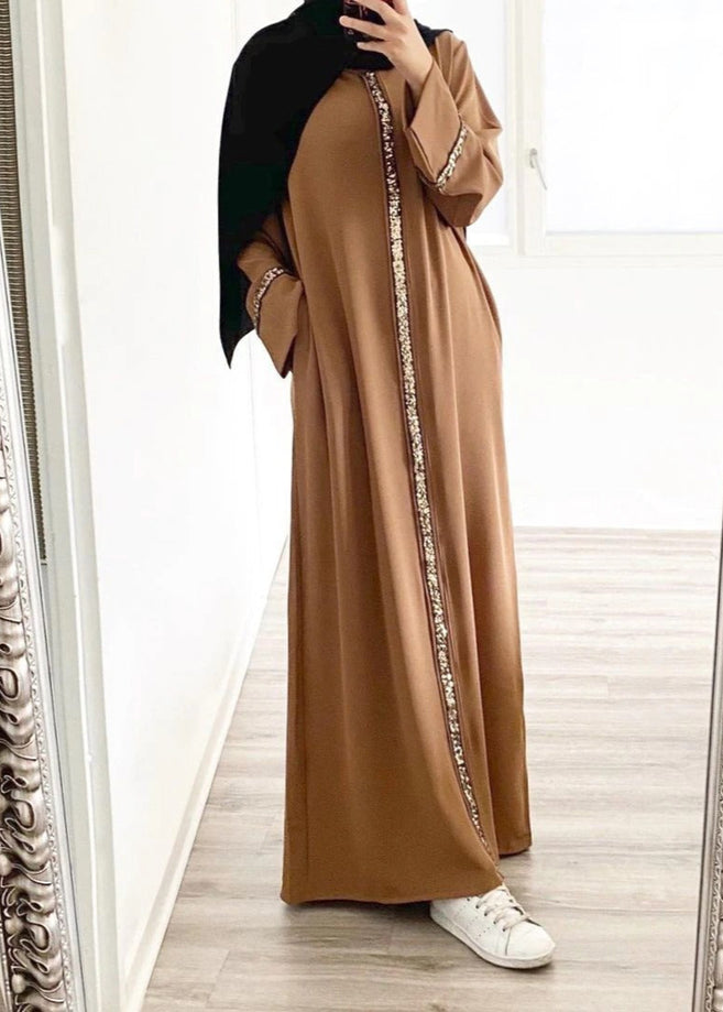 LAIBA STONE LACE ABAYA | COPPER