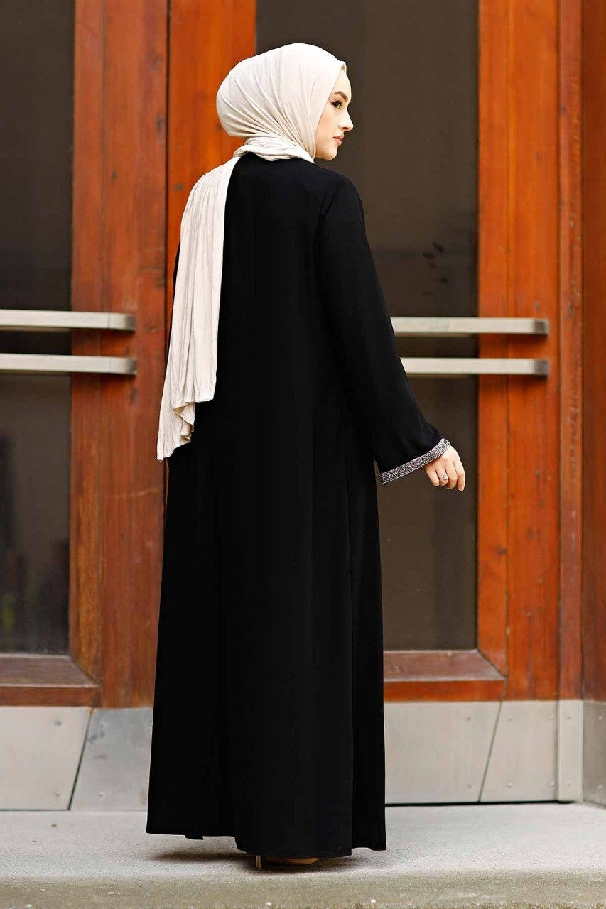 New Launch Saira Zipper Abaya With Beautiful Sleeve (BLACK)