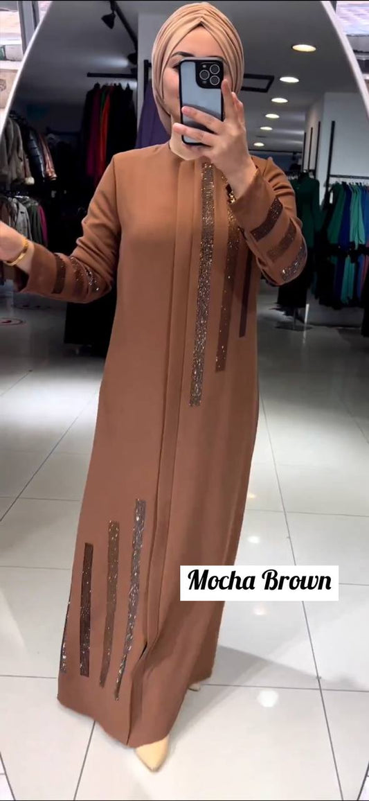 Saima Zipper Abaya MOCHA BROWN ( NEW LAUNCH )