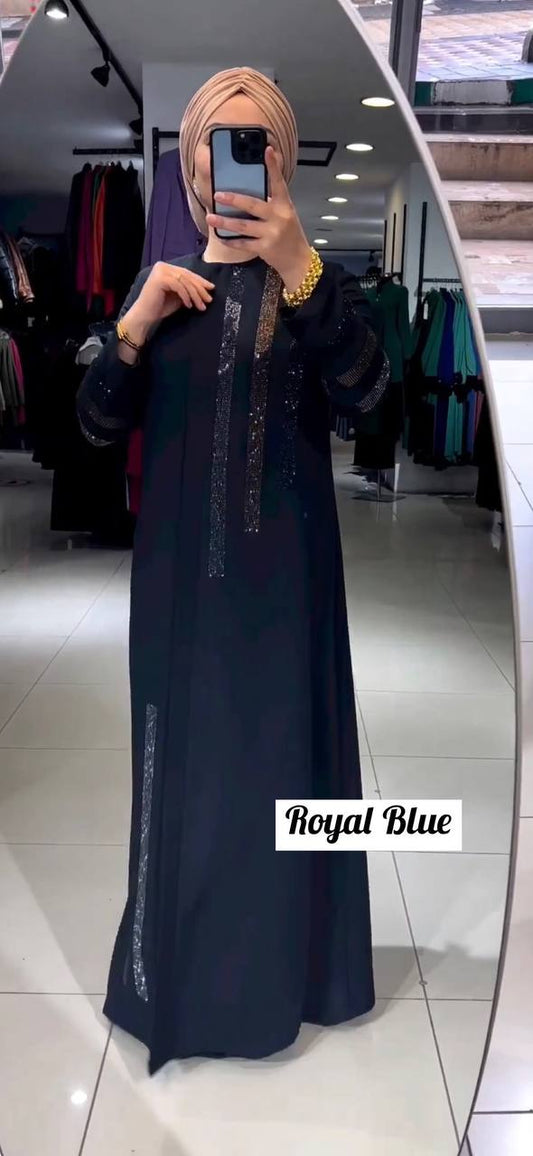 Saima Zipper Abaya ROYAL BLUE ( NEW LAUNCH )