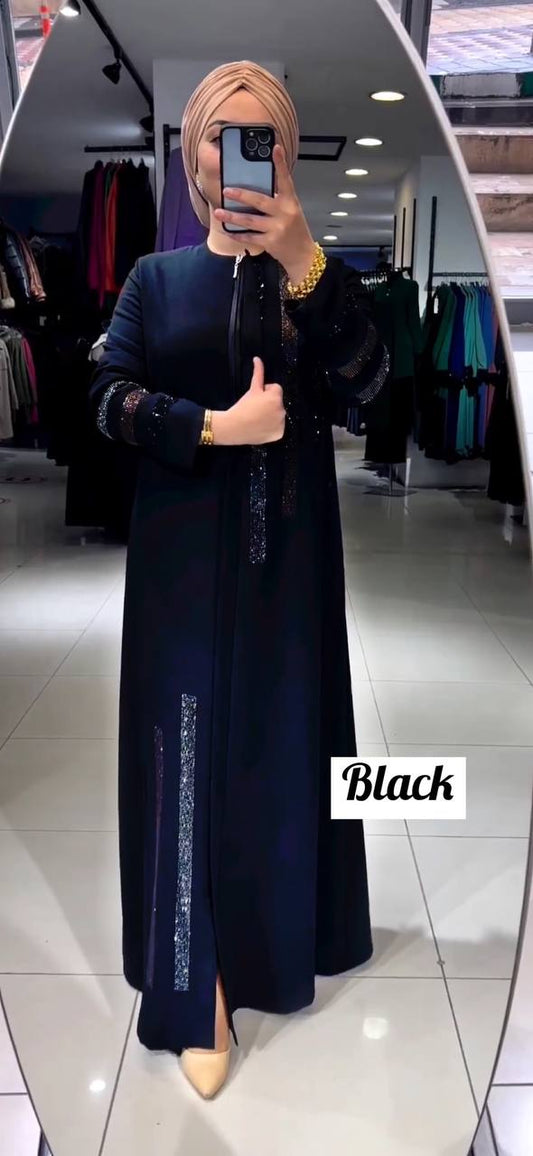 Saima Zipper Abaya BLACK ( NEW LAUNCH )