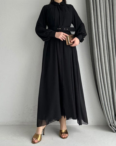 NOOR FRONT OPEN ABAYA | BLACK