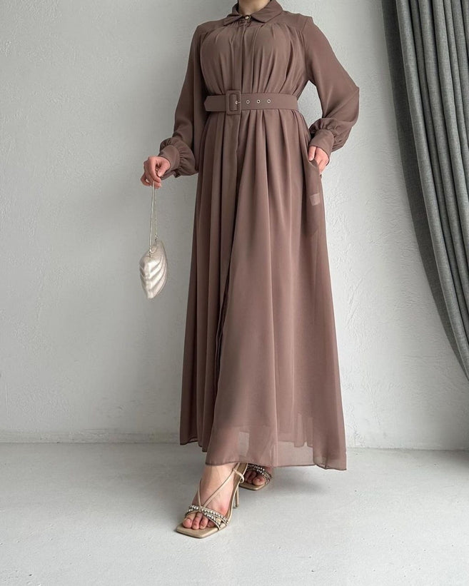NOOR FRONT OPEN ABAYA | MOCHA BROWN