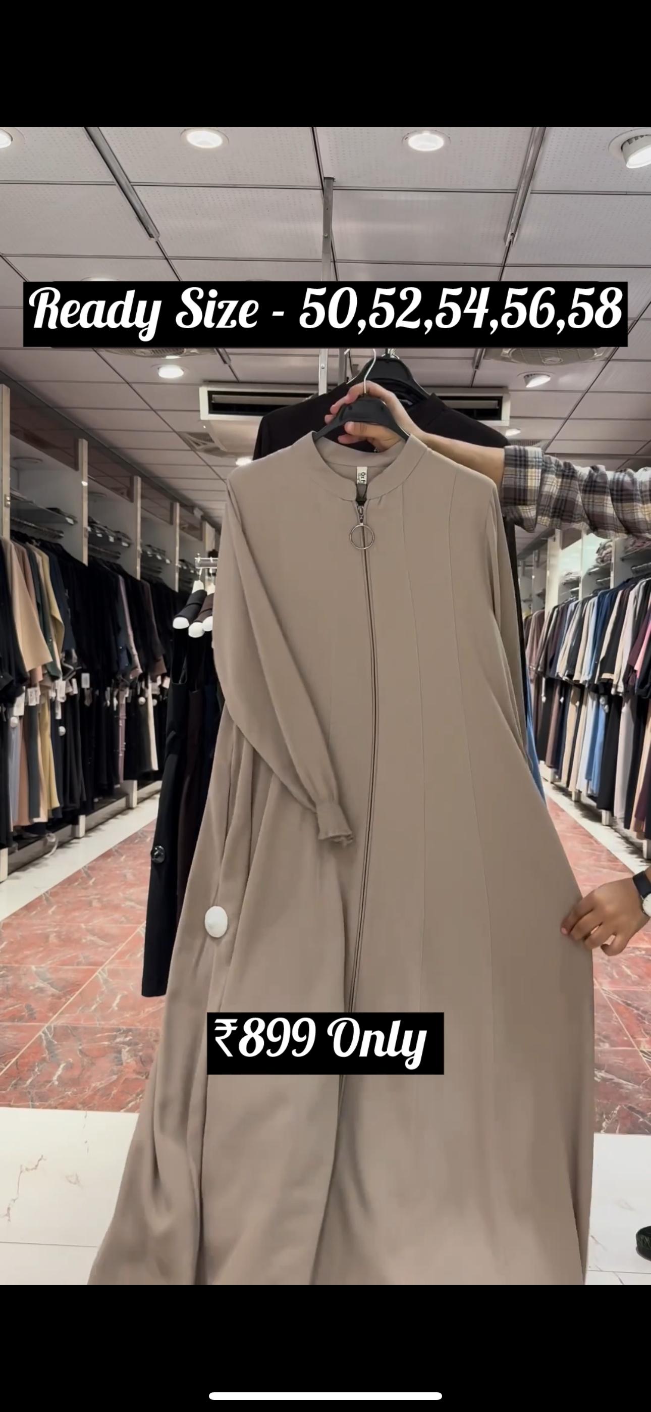 Mehnaaz Back & Front Pintex Zipper Abaya NUDE ( NEW LAUNCH)