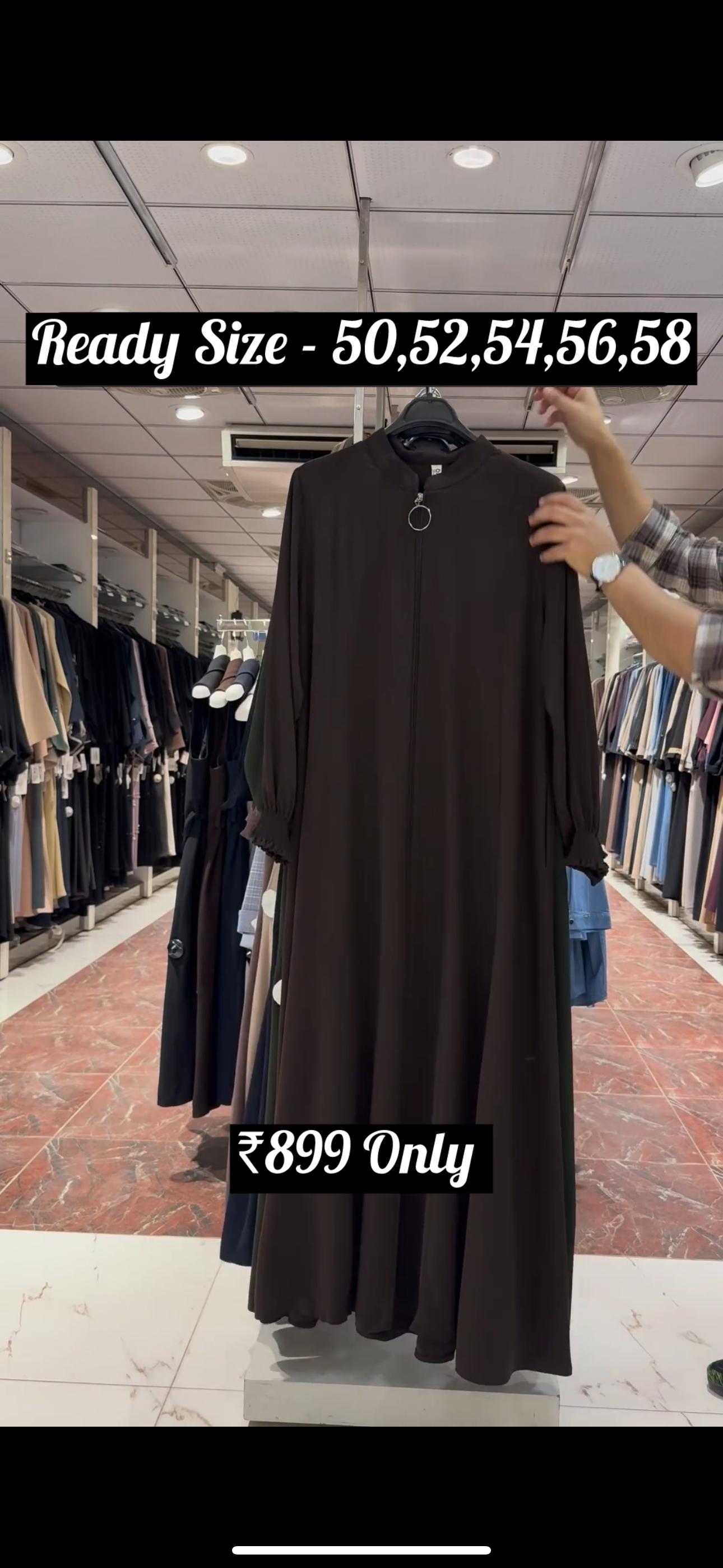 Mehnaaz Back & Front Pintex Zipper Abaya COFFEE ( NEW LAUNCH)