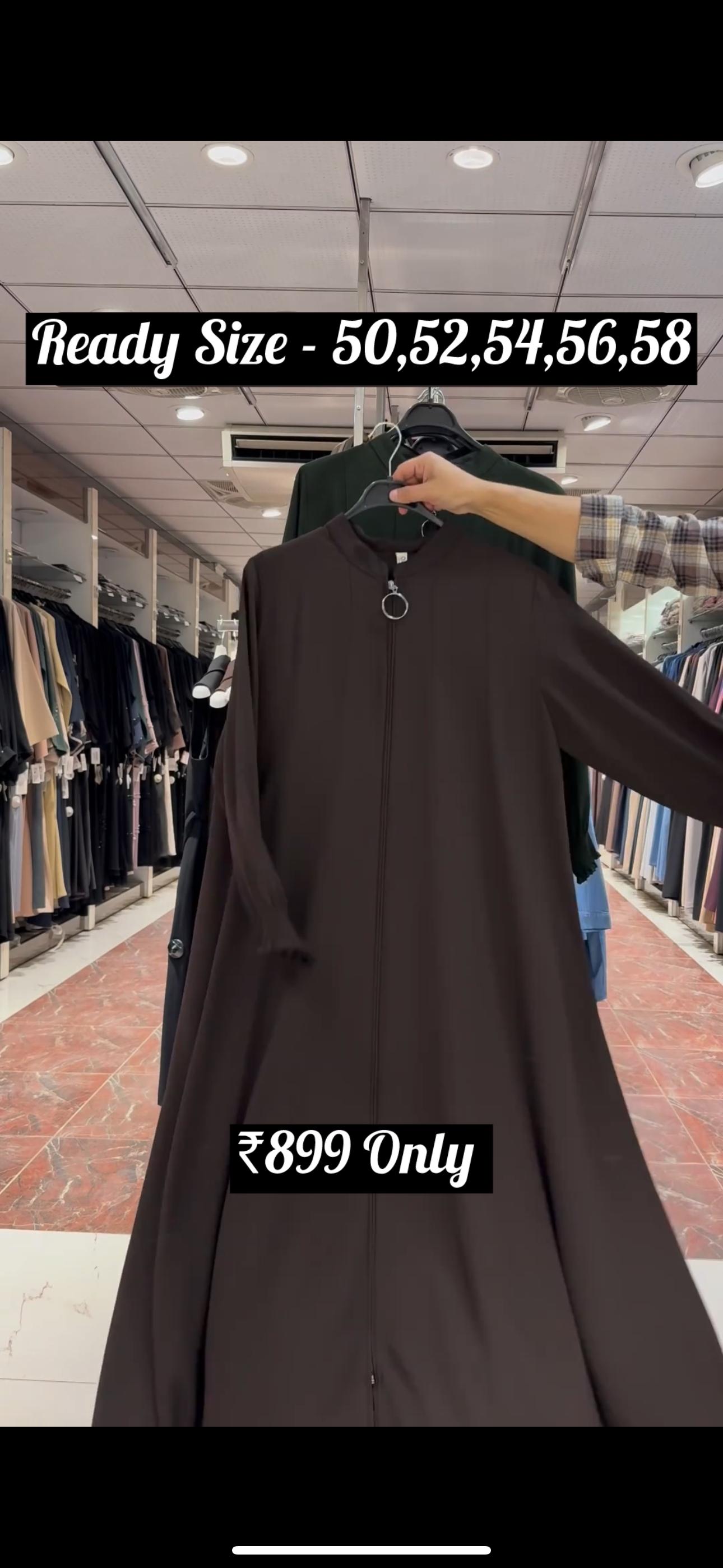 Mehnaaz Back & Front Pintex Zipper Abaya COFFEE ( NEW LAUNCH)