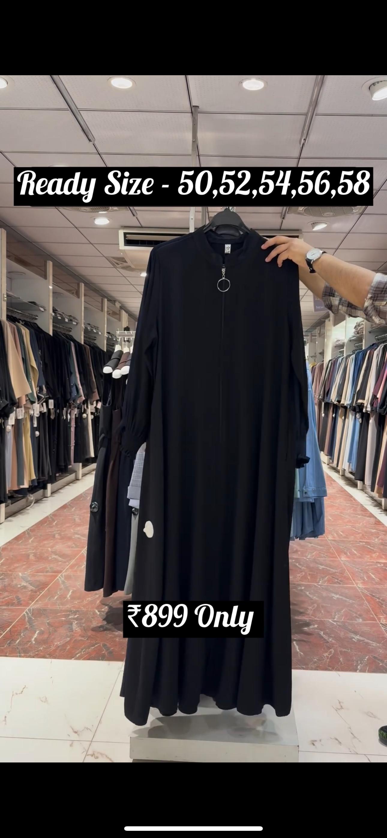 Mehnaaz Back & Front Pintex Zipper Abaya BLACK ( NEW LAUNCH)