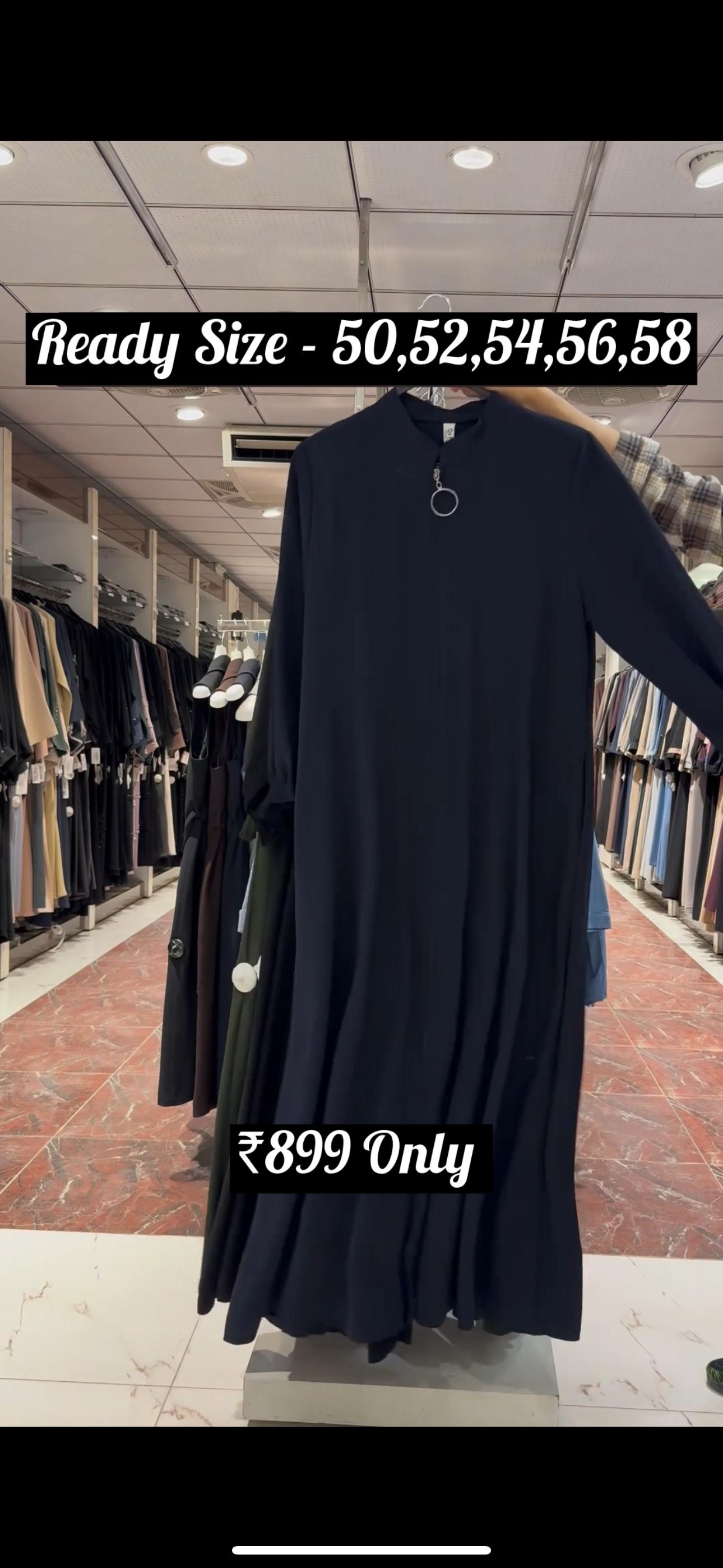 Mehnaaz Back & Front Pintex Zipper Abaya NAVY BLUE ( NEW LAUNCH)