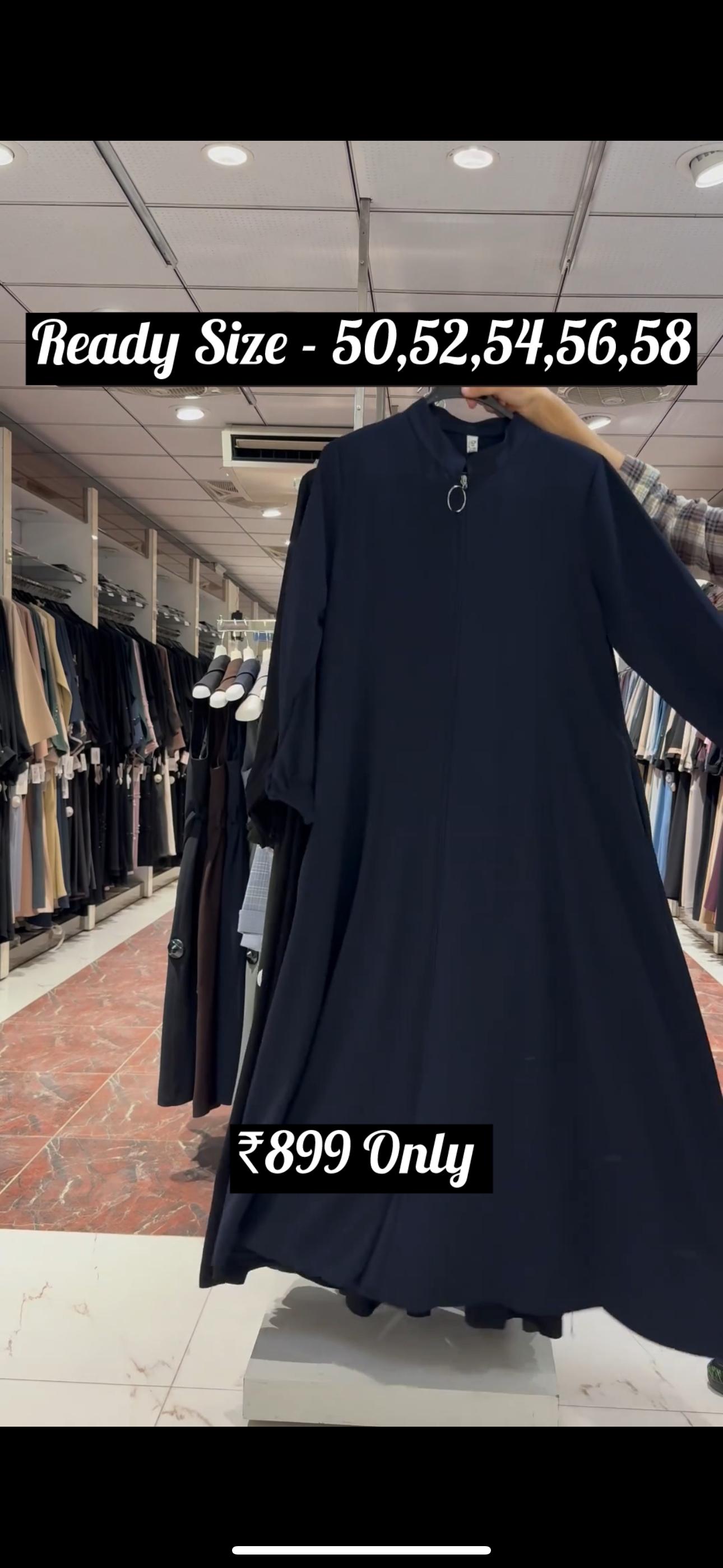 Mehnaaz Back & Front Pintex Zipper Abaya NAVY BLUE ( NEW LAUNCH)