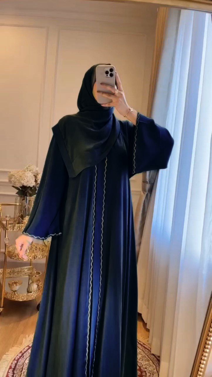 Zahra Stone Lace Abaya NAVY BLUE ( EID LAUNCH )