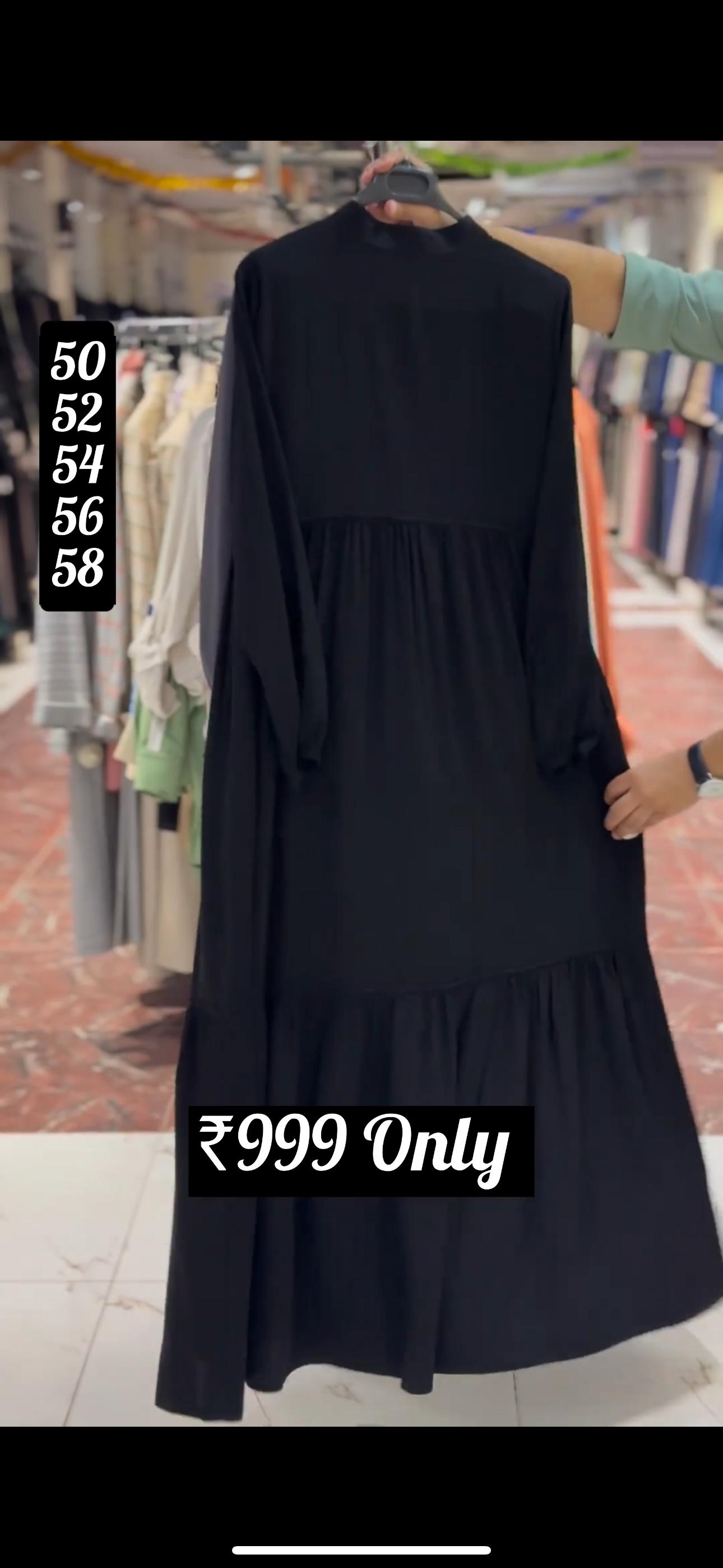 Sufiya plated Frill Back & Front Zipper Abaya BLACK ( NEW LAUNCH )