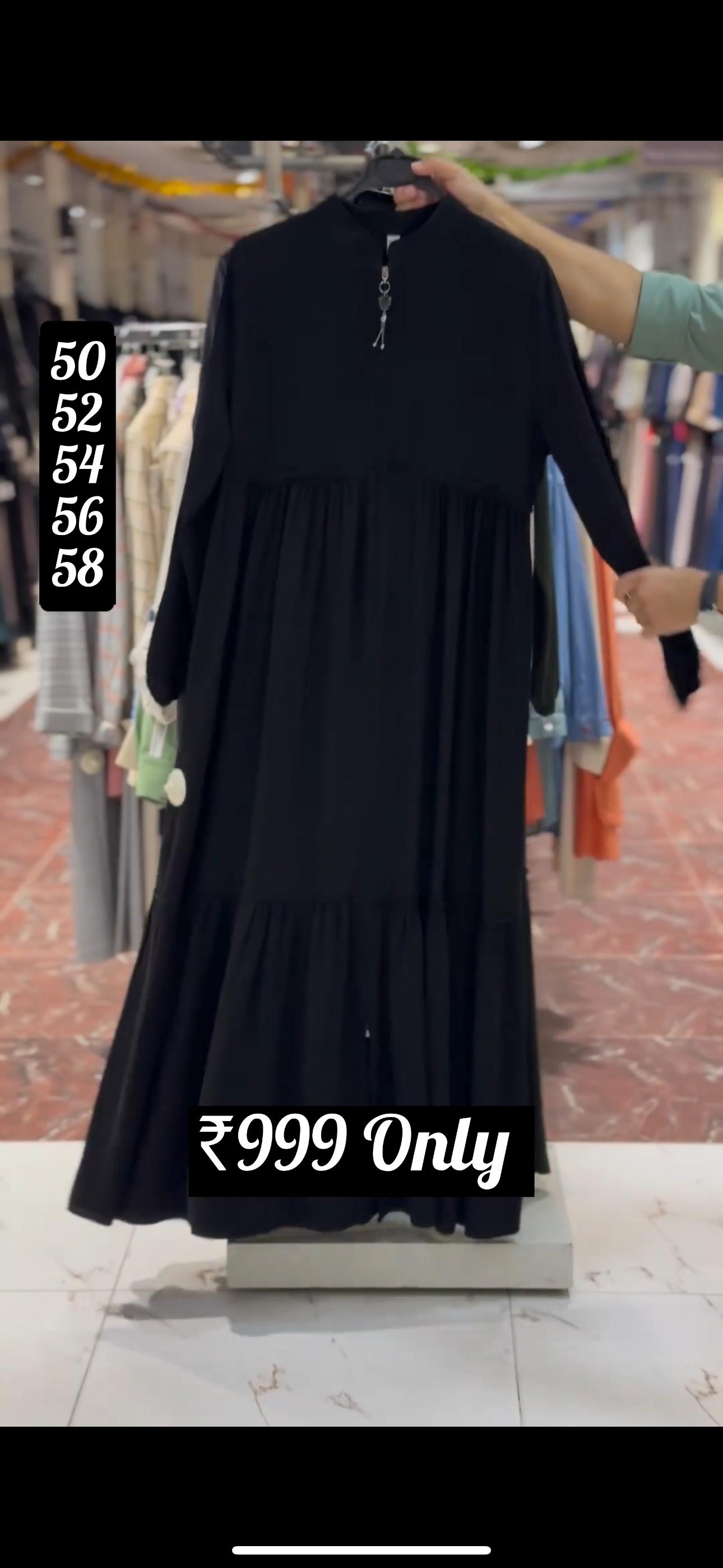 Sufiya plated Frill Back & Front Zipper Abaya BLACK ( NEW LAUNCH )