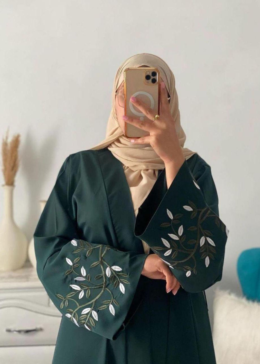 Erah Premium Double Shrug Abaya - BOTTLE GREEN