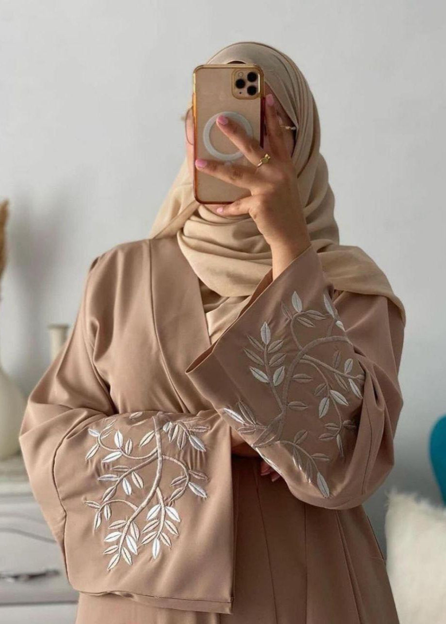 Erah Premium Double Shrug Abaya - NUDE