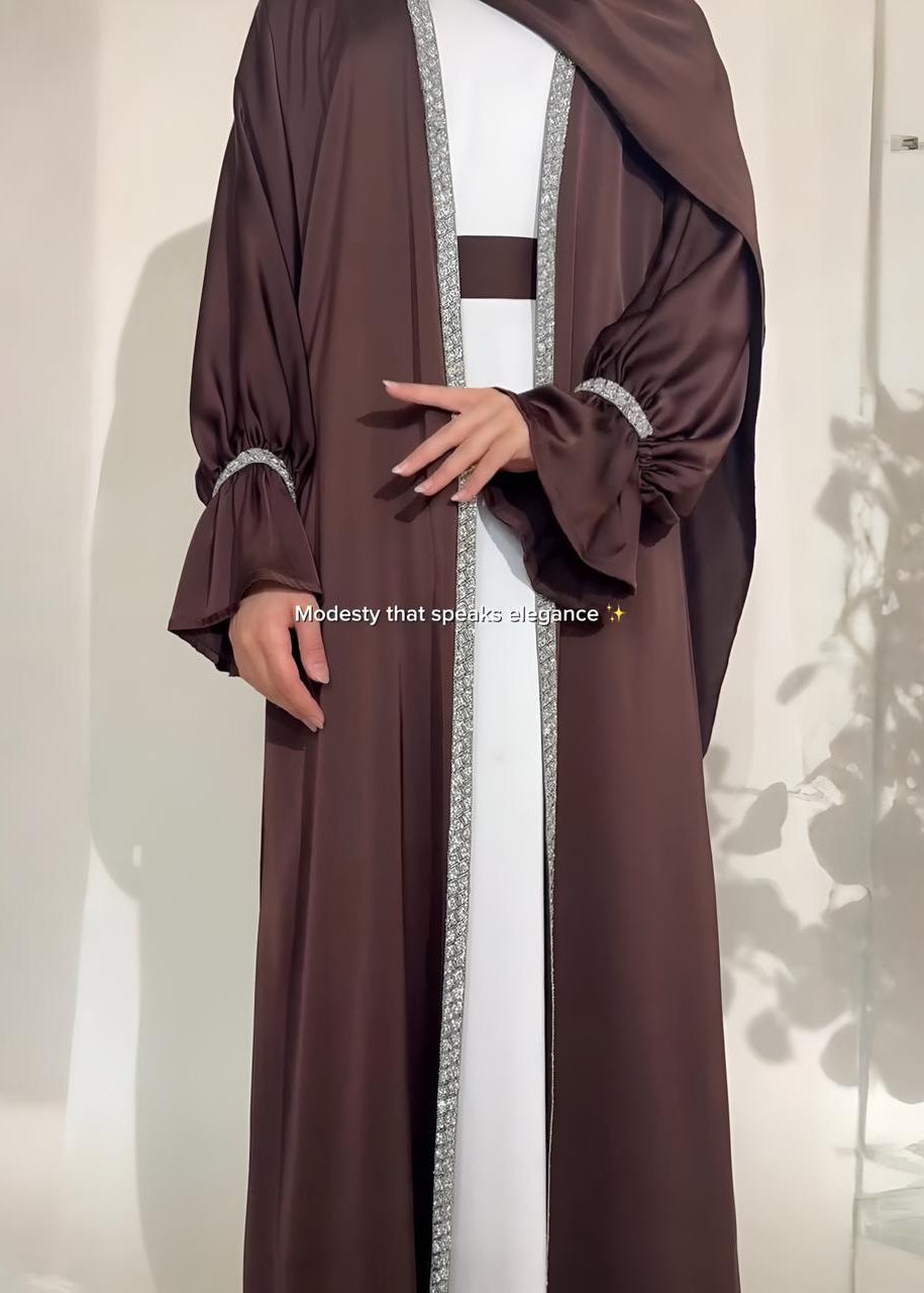SAHARA DOUBLE SHRUG ABAYA | BROWN