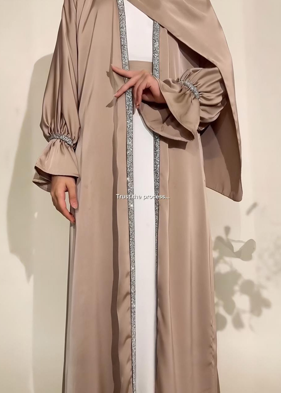 SAHARA DOUBLE SHRUG ABAYA | NUDE