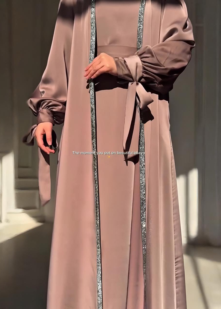 BISMA DOUBLE SHRUG ABAYA | GHESTNUT LITE