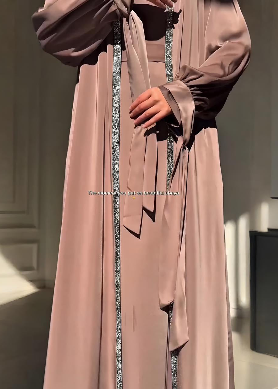 BISMA DOUBLE SHRUG ABAYA | GHESTNUT LITE