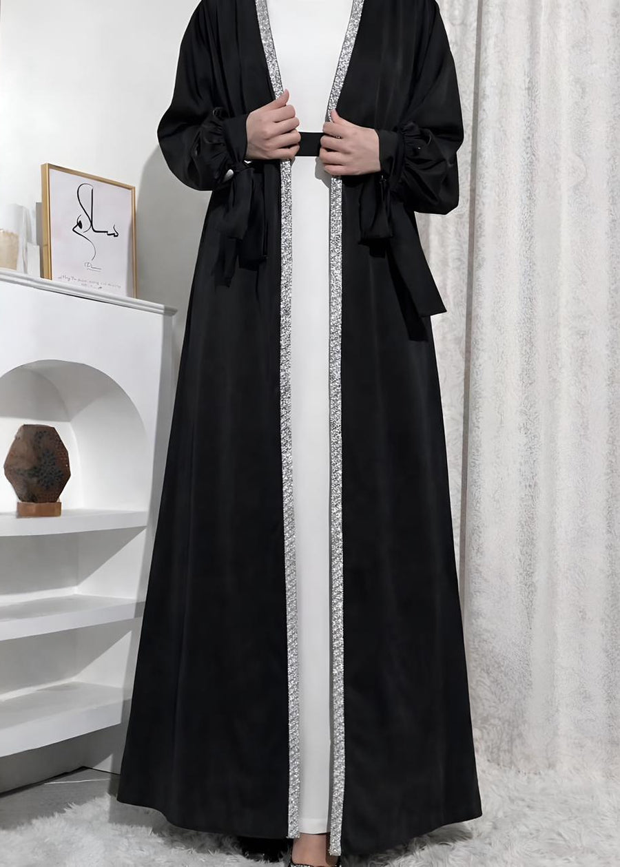 BISMA DOUBLE SHRUG ABAYA | BLACK
