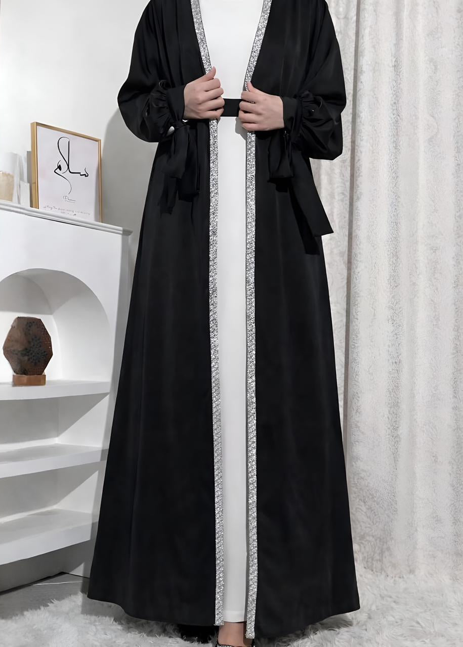 BISMA DOUBLE SHRUG ABAYA | BLACK
