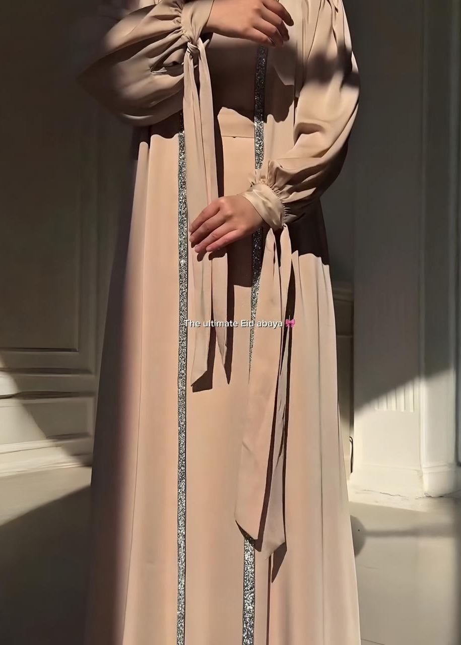 BISMA DOUBLE SHRUG ABAYA | NUDE
