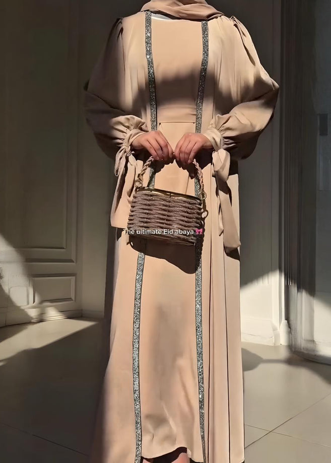BISMA DOUBLE SHRUG ABAYA | NUDE