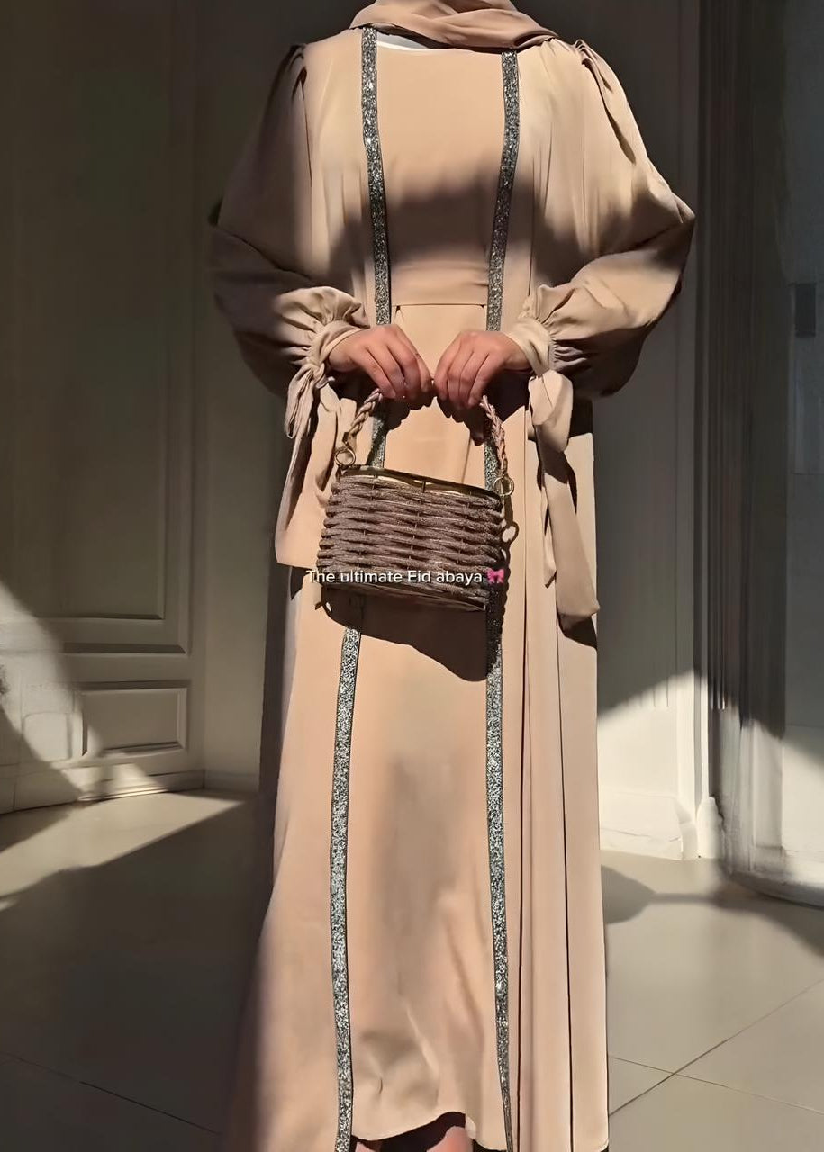 BISMA DOUBLE SHRUG ABAYA | NUDE