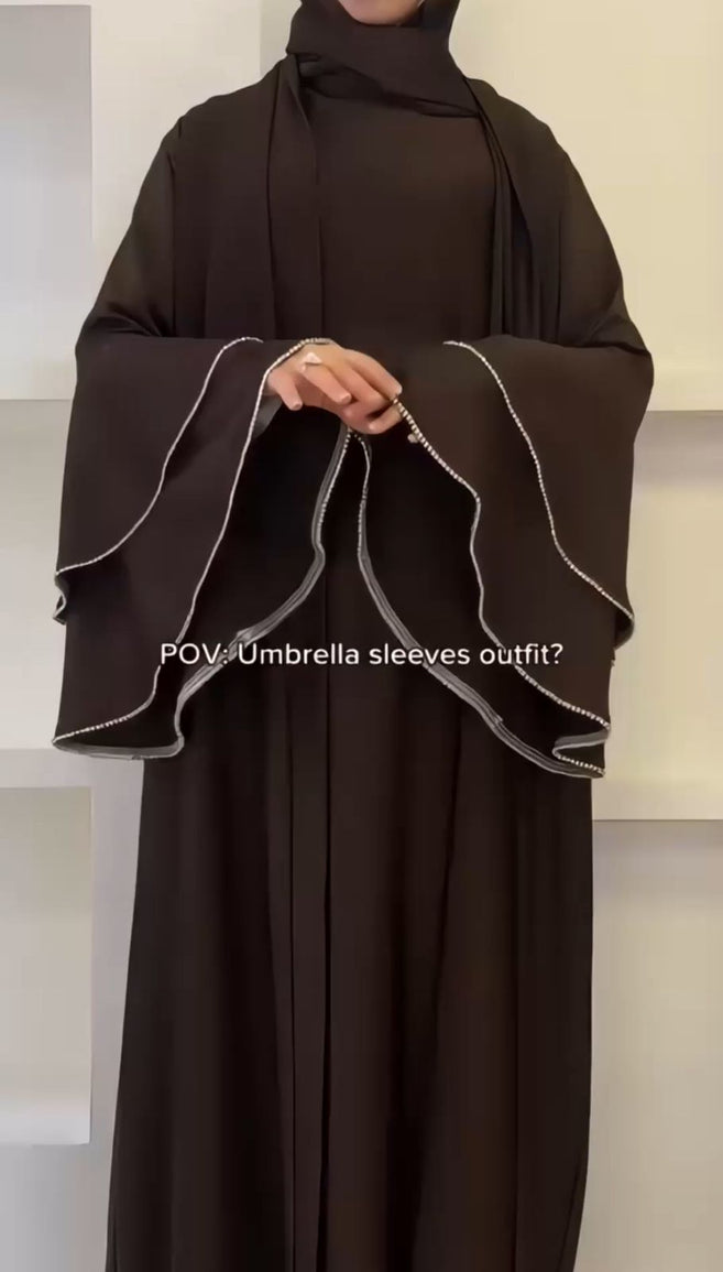 AL-NUHA DOUBLE SHRUG ABAYA | BROWN