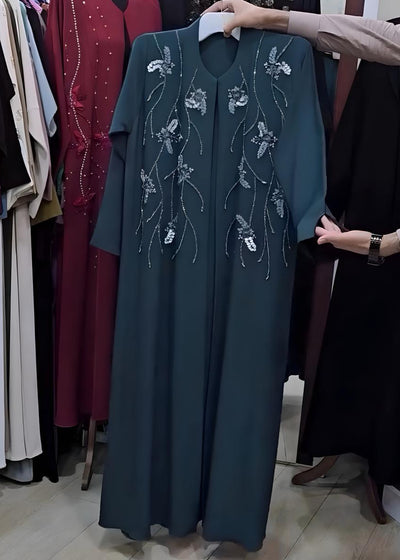 ALFISHAH FRONT OPEN ABAYA | TEAL