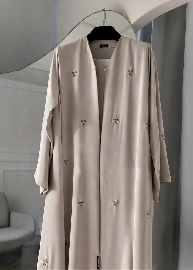 RUBAB FRONT OPEN ABAYA | NUDE