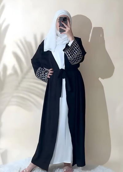 SHAHEEN DOUBLE SHRUG ABAYA | BLACK