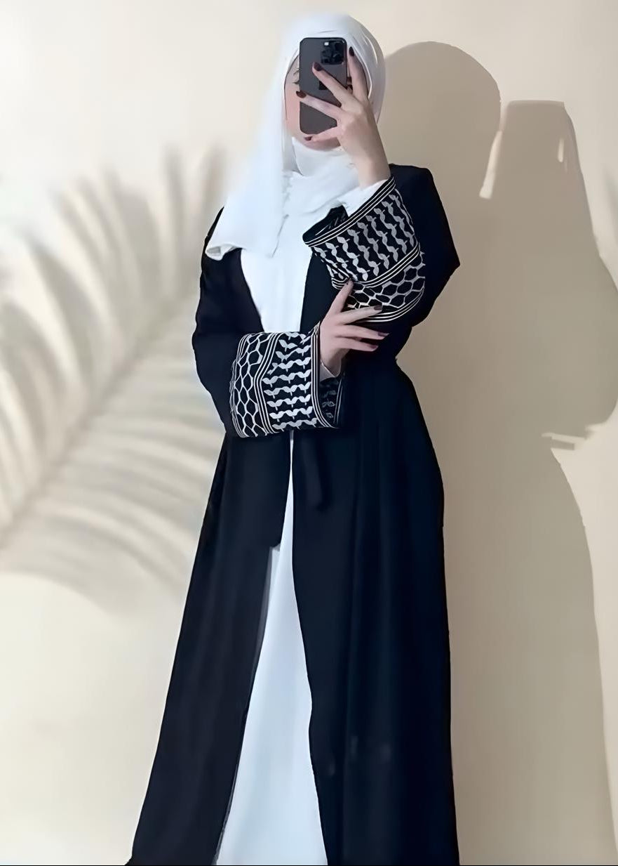 SHAHEEN DOUBLE SHRUG ABAYA | BLACK