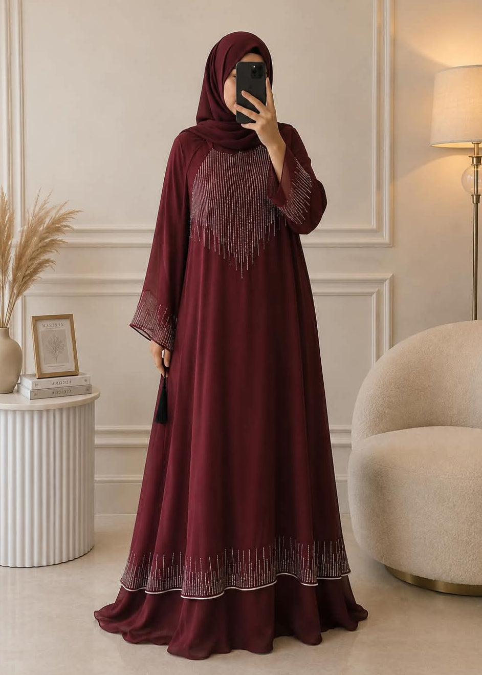 1225 - HEARTSTONE ABAYA | RED