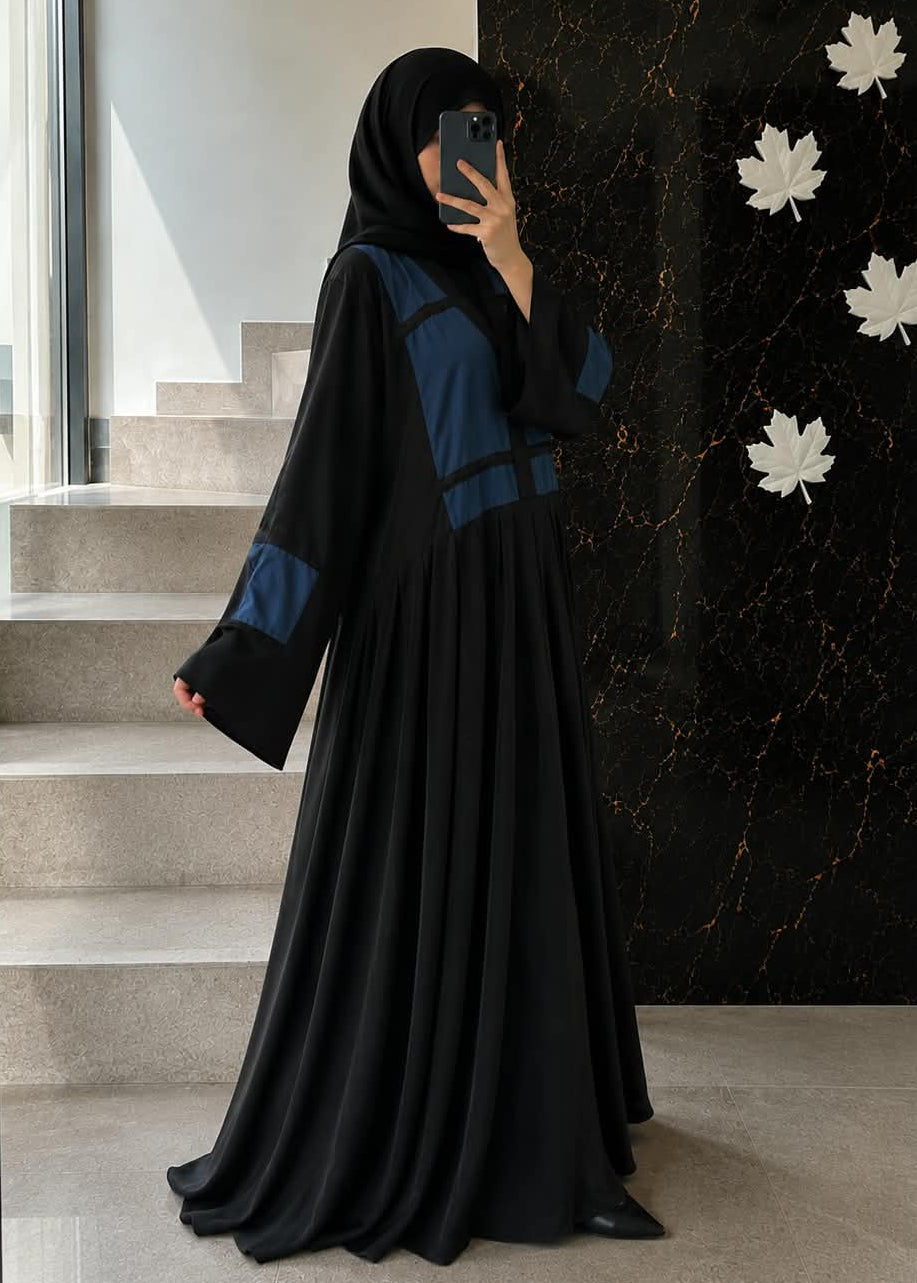 6549 - PLEATED FRILL ABAYA | GRAY