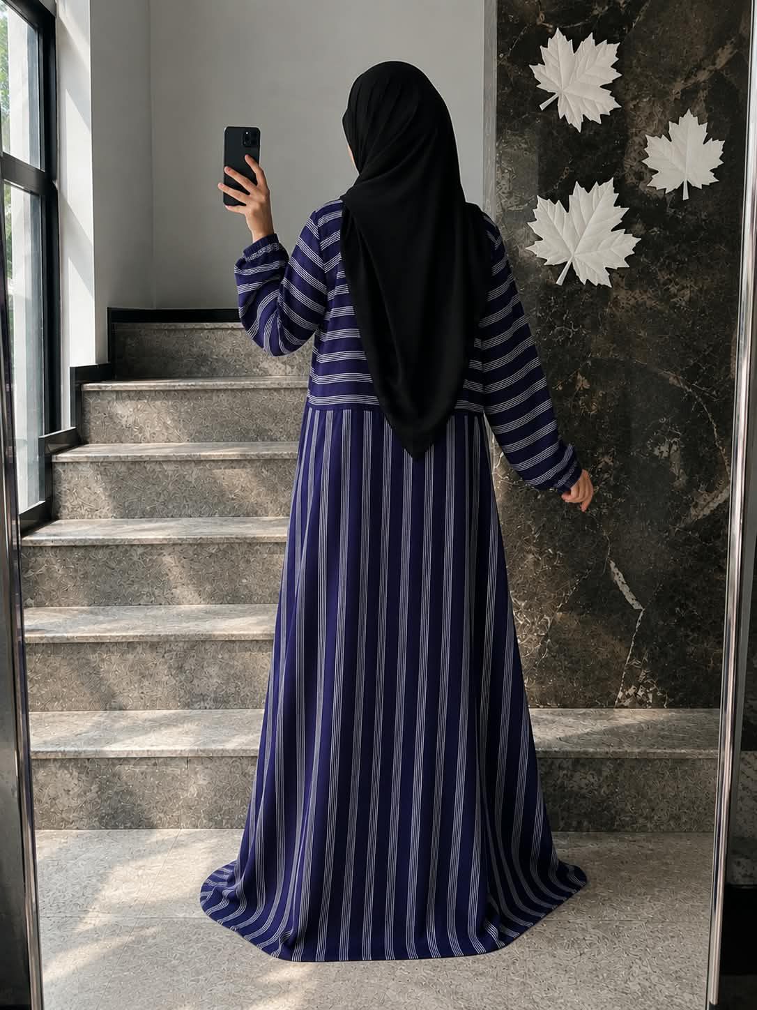 9311 - ZEBRAH PRINT ABAYA | BLUE