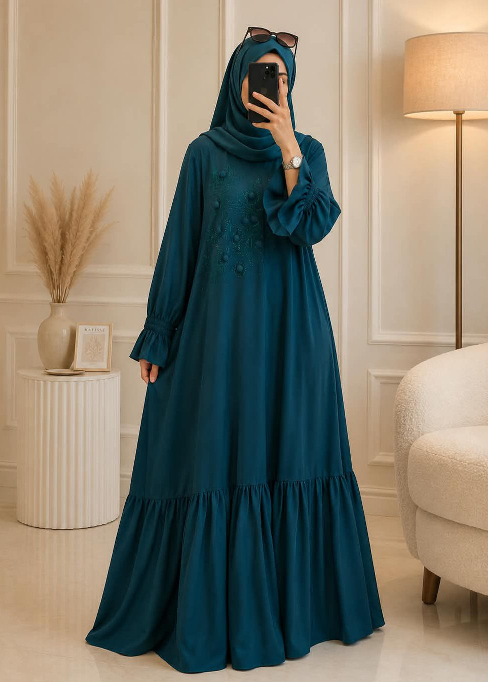 8882 - BANO FRILL ABAYA | TEAL