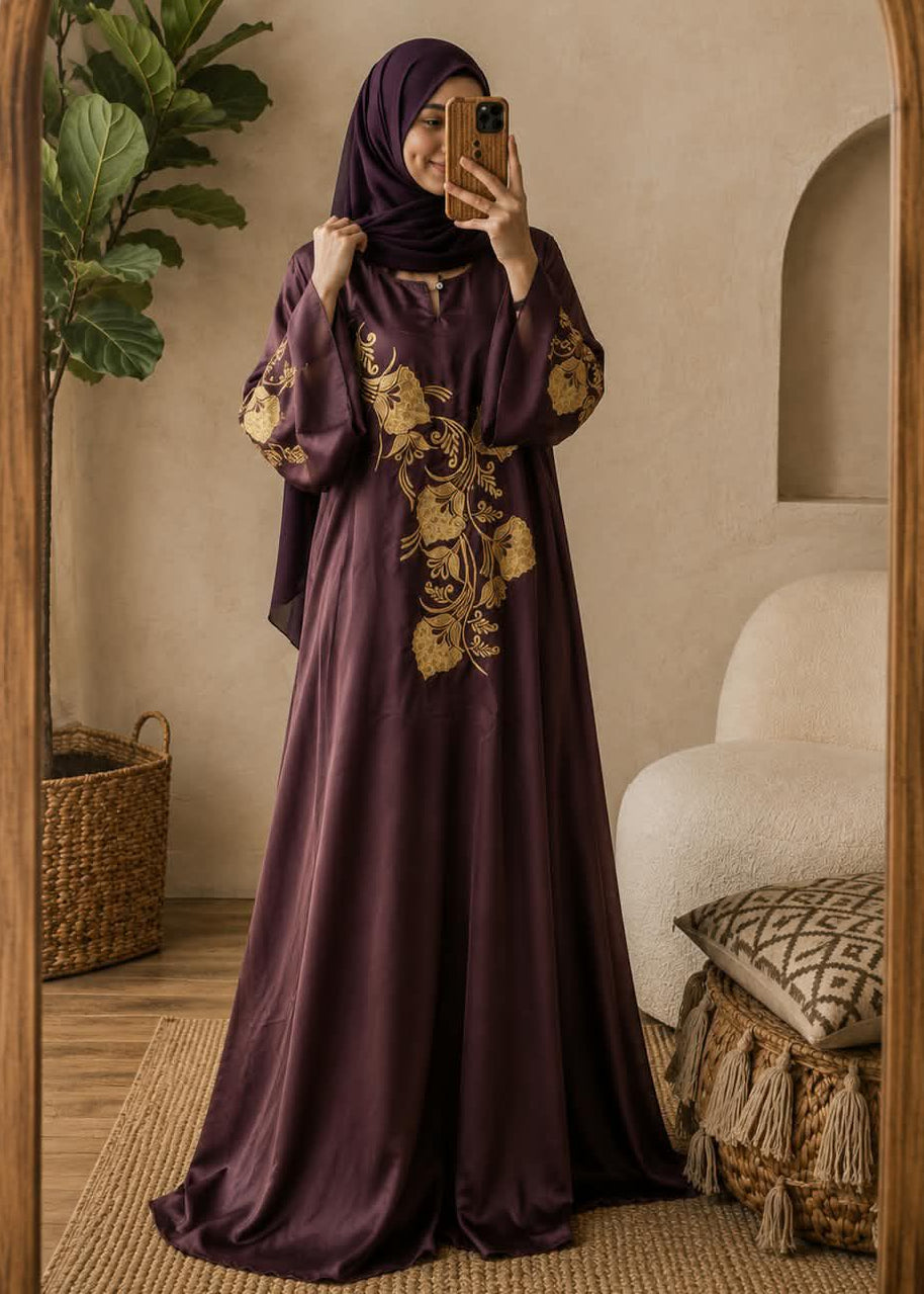 8283 - FLORAL ZEN  ABAYA | DUSTY PINK