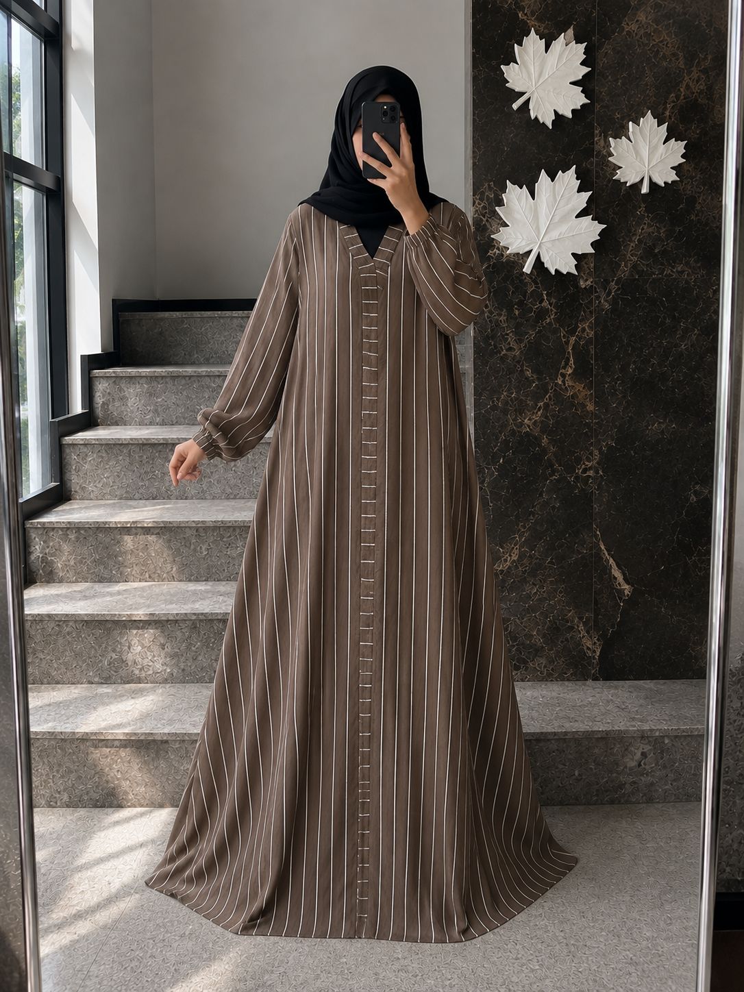 8283 - LINEN ZEN  ABAYA | BEIGE