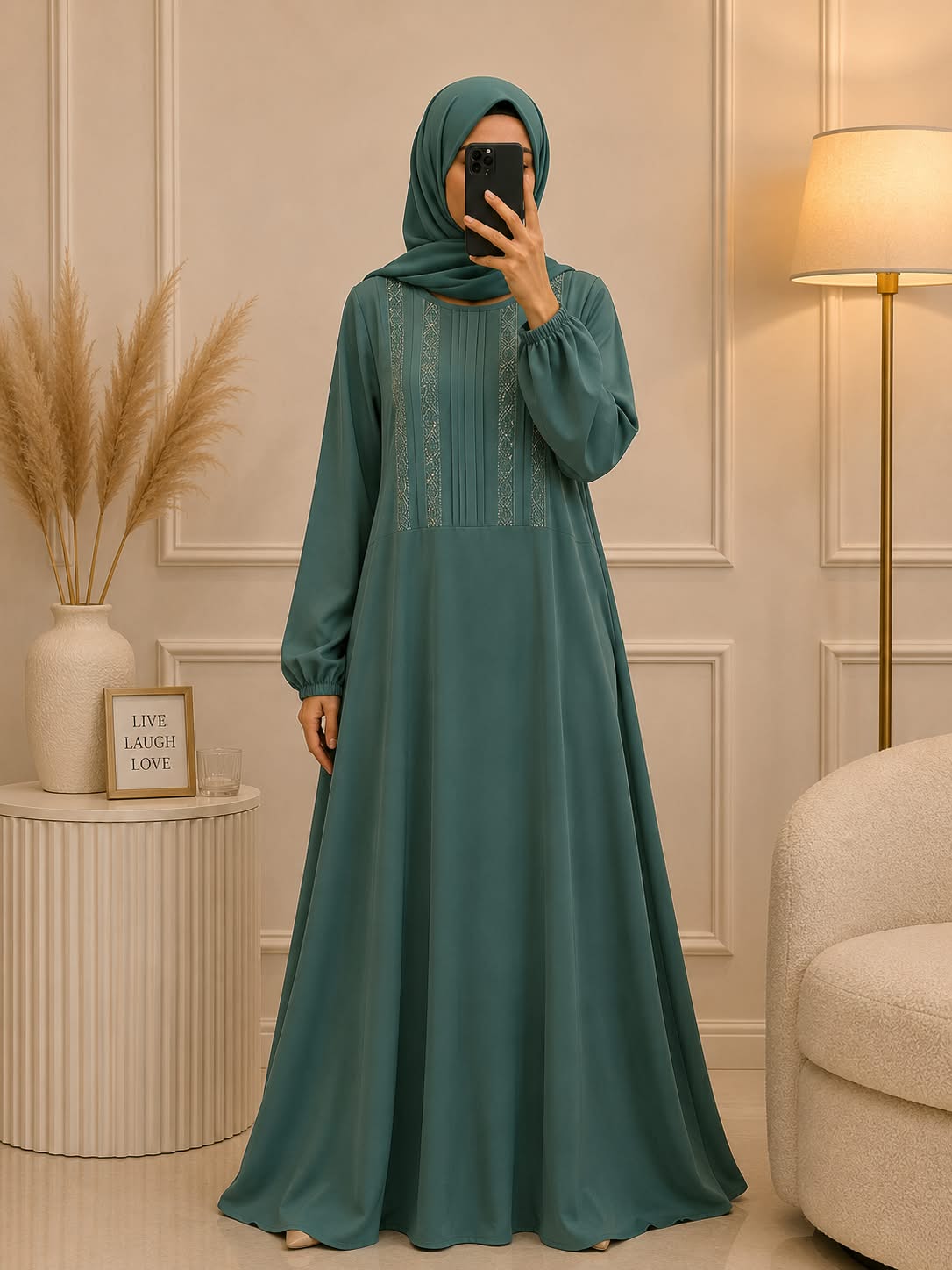 1122 - DAILY WEAR ABAYA | SEA GREEN